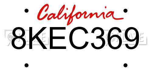 8KEC369 California License Plate