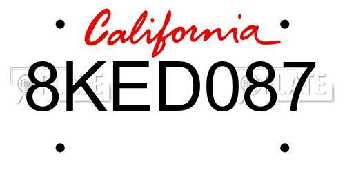 8KED087 California License Plate
