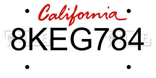 8KEG784 California License Plate