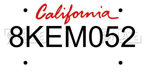 8KEM052 California License Plate