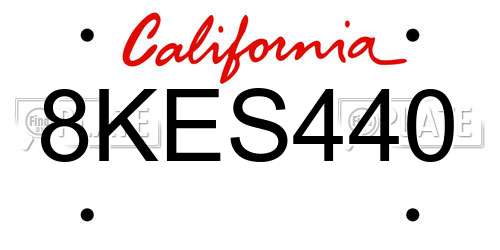 8KES440 California License Plate