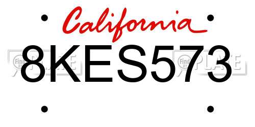 8KES573 California License Plate