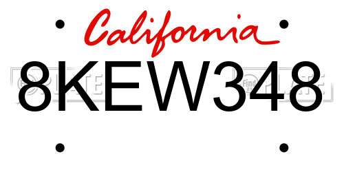 8KEW348 California License Plate
