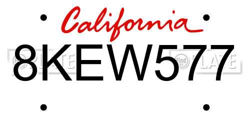 8KEW577 California License Plate