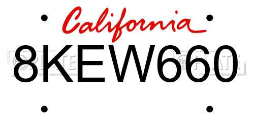 8KEW660 California License Plate