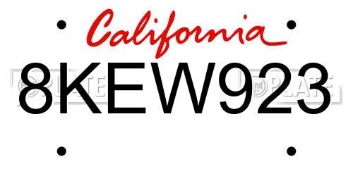 8KEW923 California License Plate