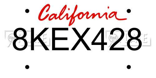 8KEX428 California License Plate