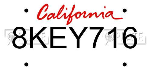 8KEY716 California License Plate