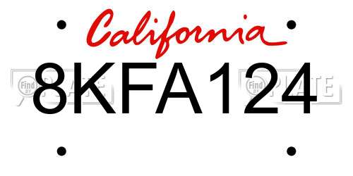 8KFA124 California License Plate