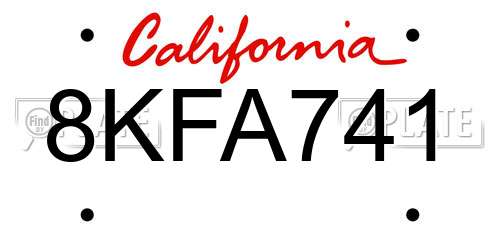 8KFA741 California License Plate