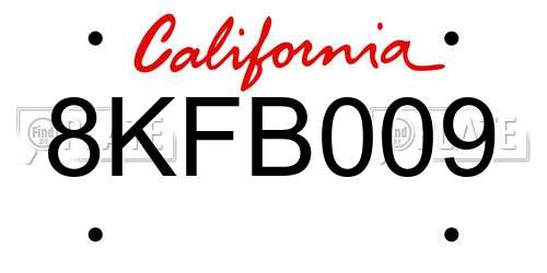 8KFB009 California License Plate