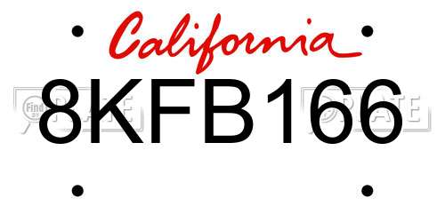 8KFB166 California License Plate
