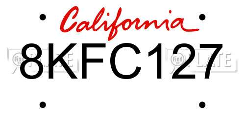 8KFC127 California License Plate