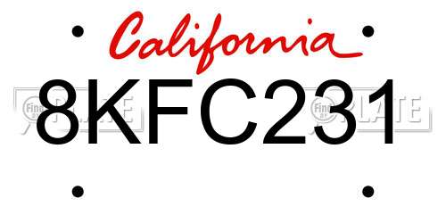 8KFC231 California License Plate