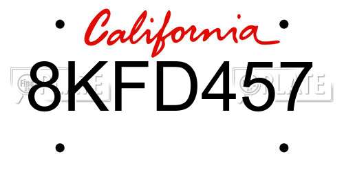 8KFD457 California License Plate