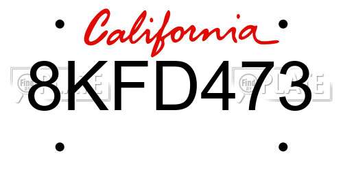 8KFD473 California License Plate