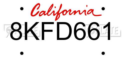 8KFD661 California License Plate