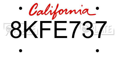 8KFE737 California License Plate