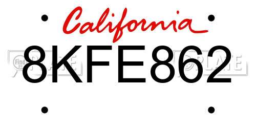 8KFE862 California License Plate