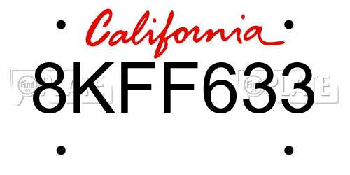 8KFF633 California License Plate