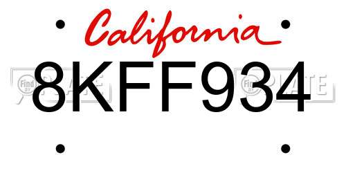 8KFF934 California License Plate
