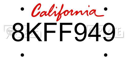 8KFF949 California License Plate