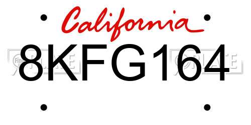 8KFG164 California License Plate