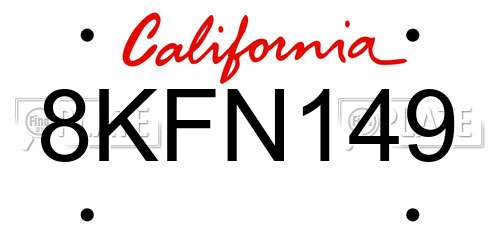 8KFN149 California License Plate