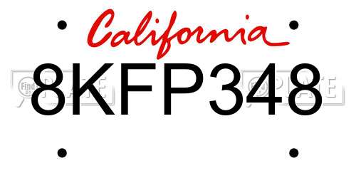 8KFP348 California License Plate