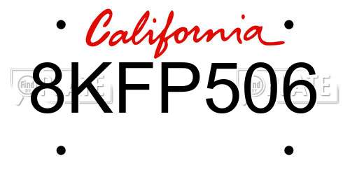 8KFP506 California License Plate