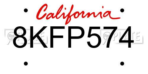 8KFP574 California License Plate