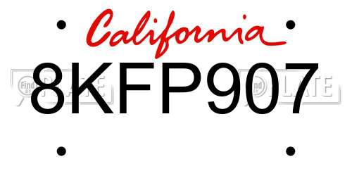 8KFP907 California License Plate