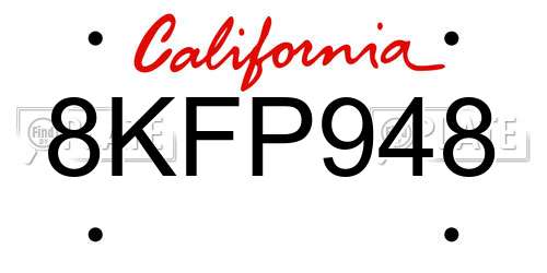 8KFP948 California License Plate
