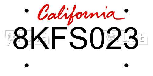8KFS023 California License Plate