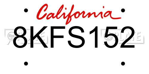8KFS152 California License Plate