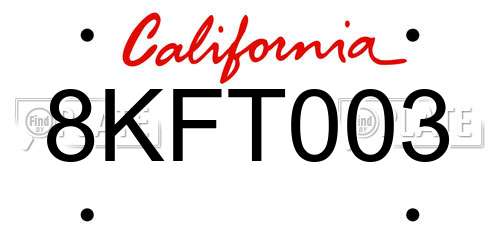 8KFT003 California License Plate