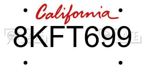 8KFT699 California License Plate
