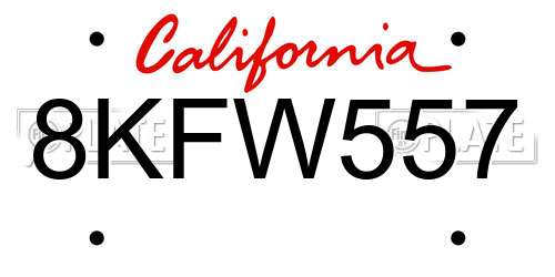 8KFW557 California License Plate
