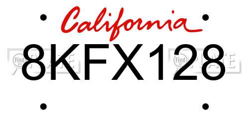 8KFX128 California License Plate