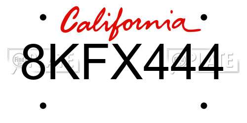 8KFX444 California License Plate