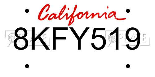 8KFY519 California License Plate