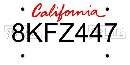 8KFZ447 California License Plate