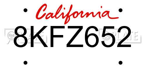 8KFZ652 California License Plate
