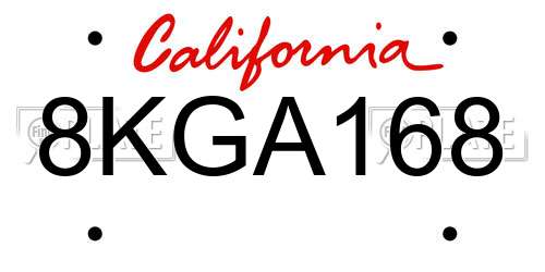 8KGA168 California License Plate