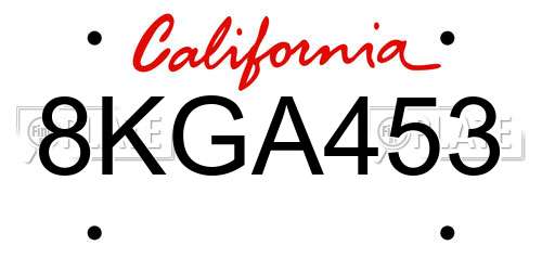 8KGA453 California License Plate