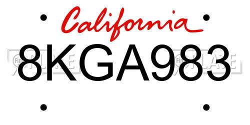 8KGA983 California License Plate