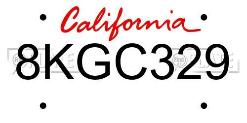8KGC329 California License Plate