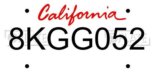 8KGG052 California License Plate
