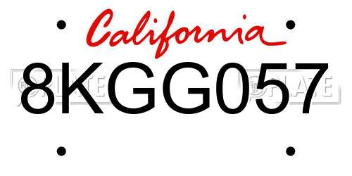 8KGG057 California License Plate