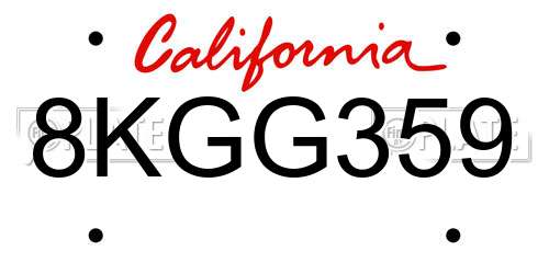 8KGG359 California License Plate